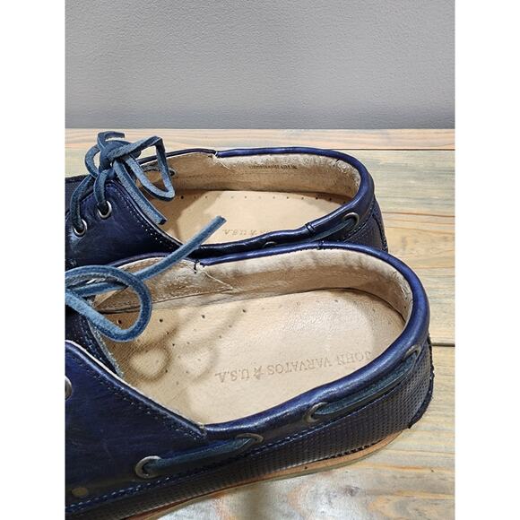 John Varvatos Boat Shoes US 8.5 Navy Blue Leather Great Condition MSRP: $298 - Picture 4 of 8